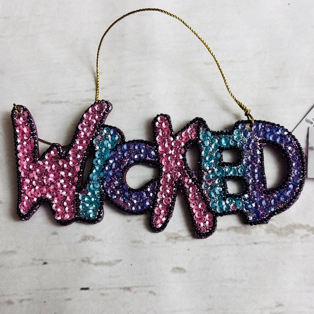 “Wicked” Beaded Sequined Hanging Ornament, Wreath Embellishment Decor